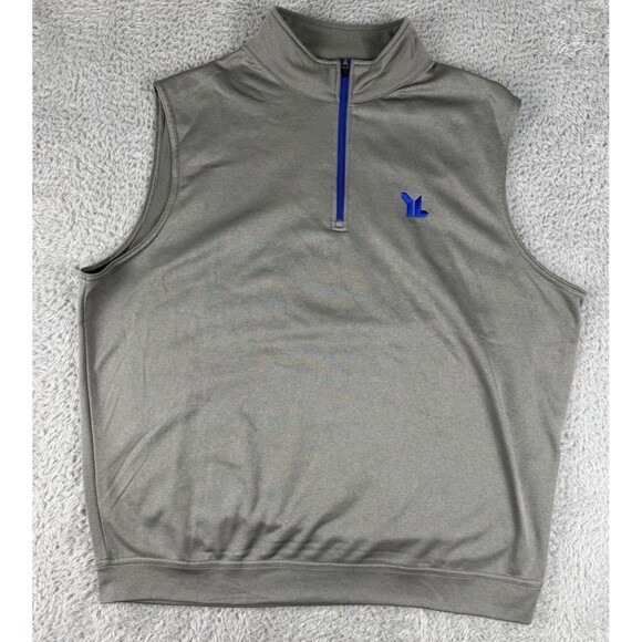 Peter Millar Vest Mens Large Grey Crown Sport 1/4 Zip Performance Golf Preppy - Picture 1 of 7